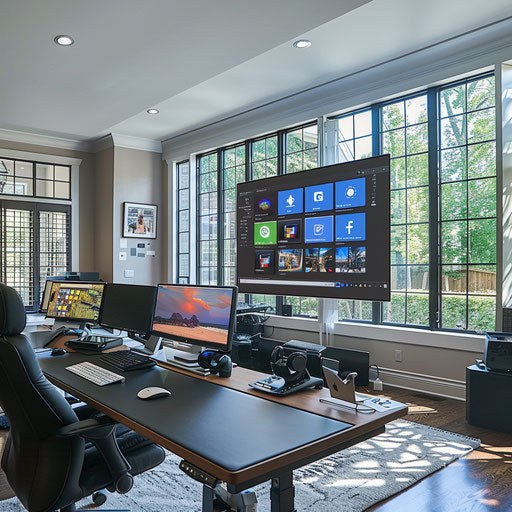 Home office with interactive smart board for collaborations