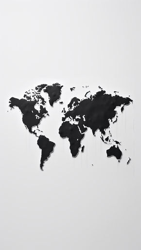 Black and white world map, stencil style, environmental, high definition 21:37
