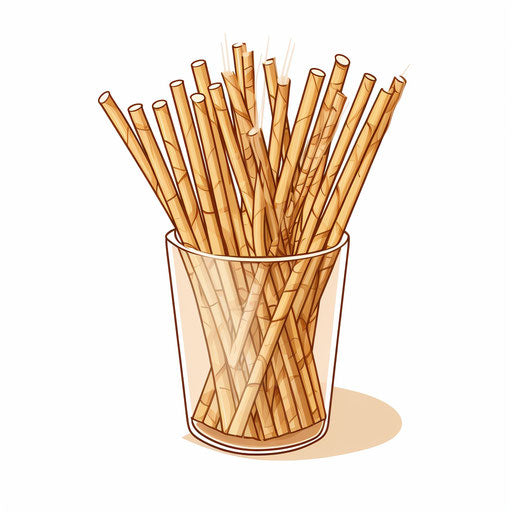 Minimalist straw illustration on white background