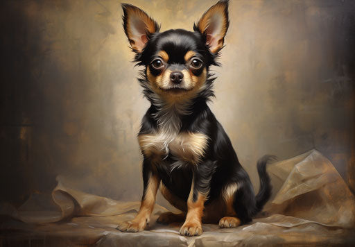 Chihuahua, puppy, in dark gold and light black style