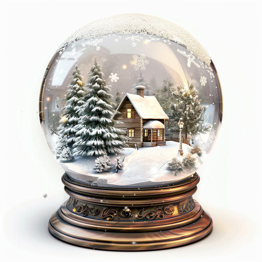 Photo-realistic snow globe clipart with white background