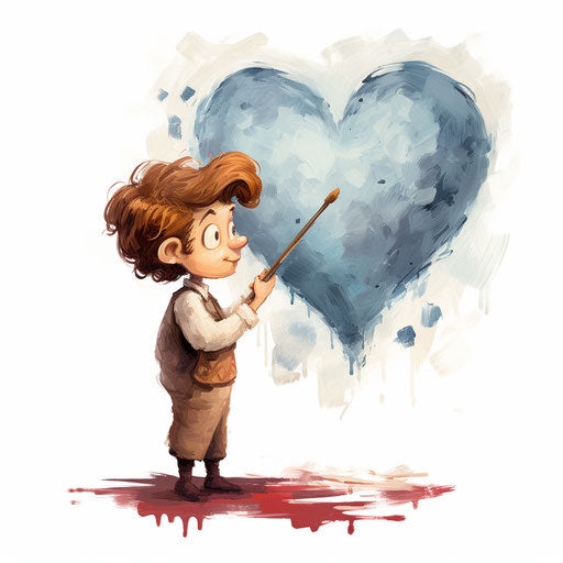 I love you clipart in the style of Oil painting, on a white background