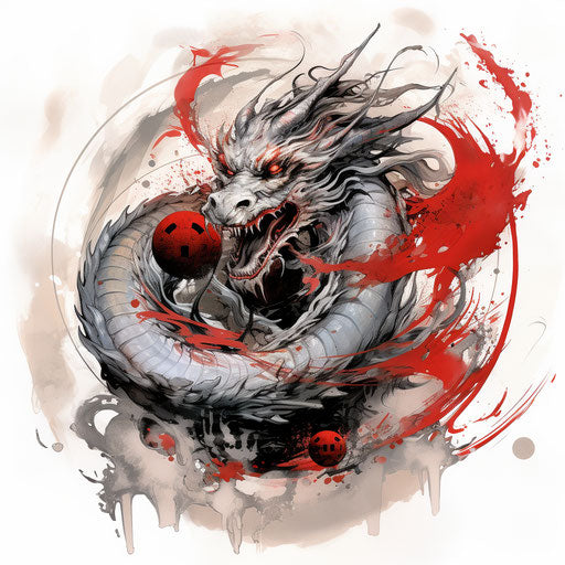 Chinese dragon tattoo design, surreal cyberpunk style