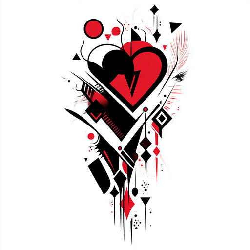 Flat tattoo sketch of heartless tattoo with geometric shapes