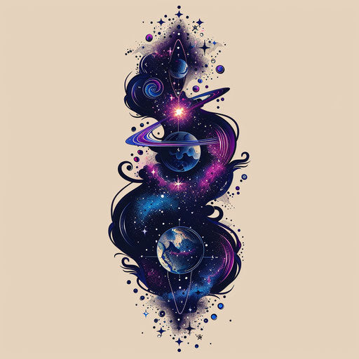 Cosmic flat tattoo sketch in clipart style