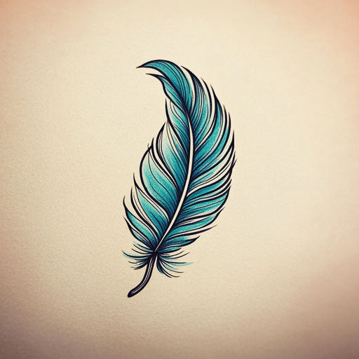 Gradient turquoise feather for women's tattoo designs