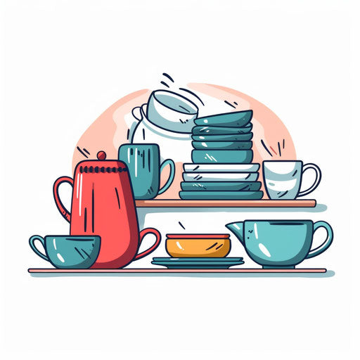 Minimalist dishes on white background