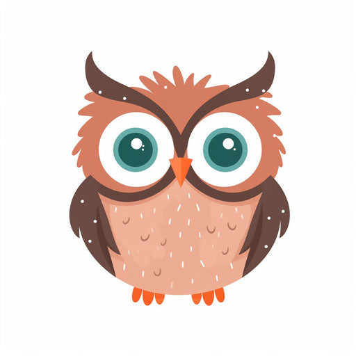 Cute owl in Minimalist style on white background