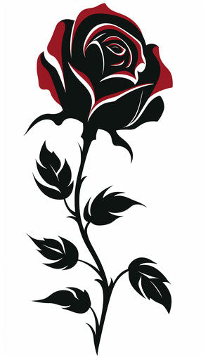 Rose silhouette template, black artistic style, feminine art