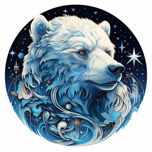 Bear tattoo with stars and moonlight