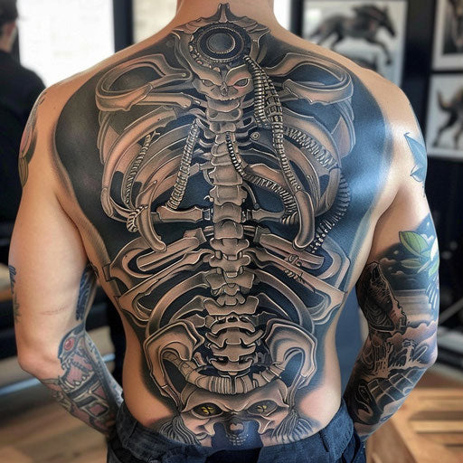 Biomechanical tattoo for men