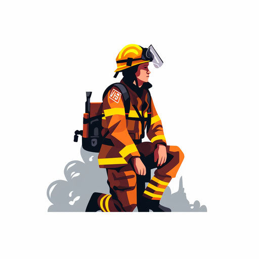 Firefighter clipart in Minimalist style, on white background