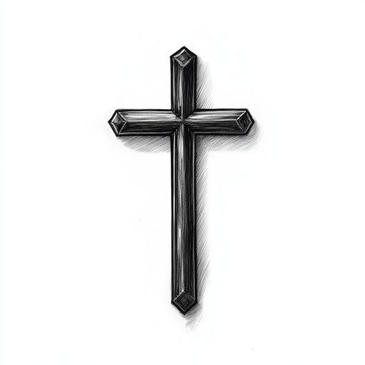 Simple cross with shadow effect for small neck tattoo