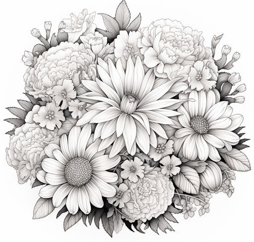 Monochrome flowers bouquet with solarization effect
