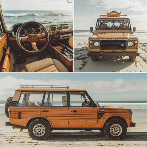 Woody Range Rover ready for surf trip on sunny beach – IMAGELLA