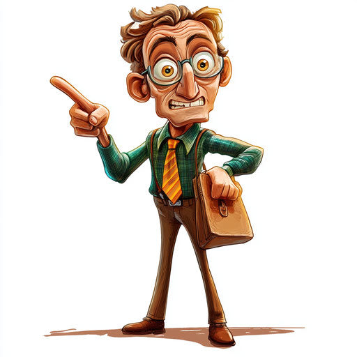 Humorous caricature of a speaker with exaggerated human characteristics