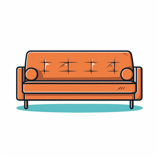 Minimalist couch on white background