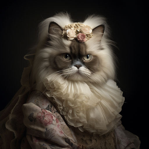 Himalayan cat dressed as a woman