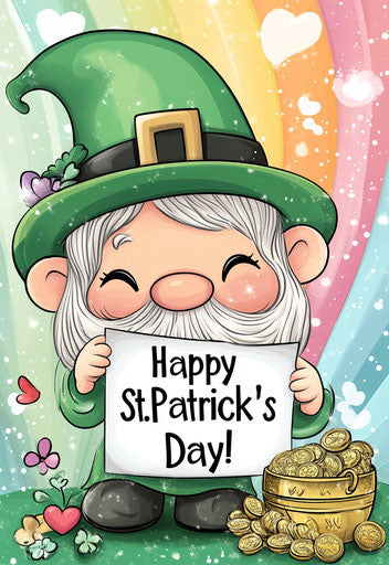 Irish gnome celebrating St. Patrick's Day