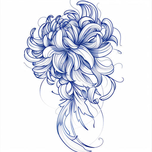 Art Nouveau inspired tattoo design of a chrysanthemum