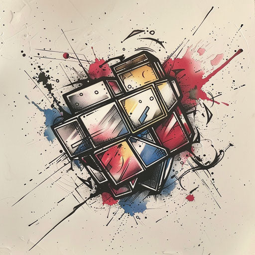 Dynamic sketch of a disassembled enigma cube