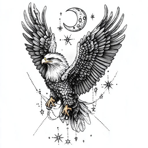 Detailed Eagle Tattoo On Hand Tattoo Kit