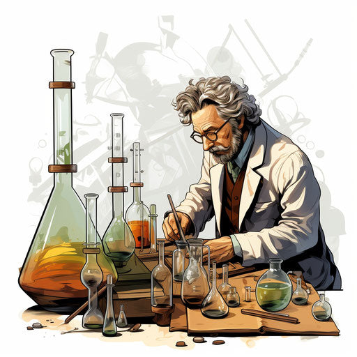 Chiaroscuro Art Style Science Clip Art on White Background