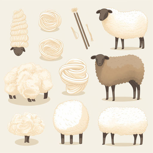 Minimalist style wool illustration on white background
