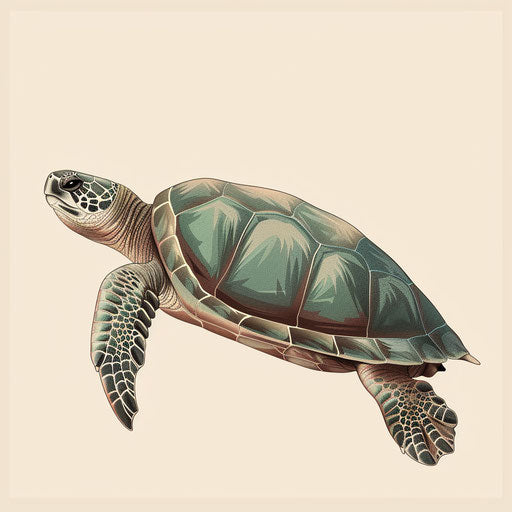 Turtle clipart on flat cream background