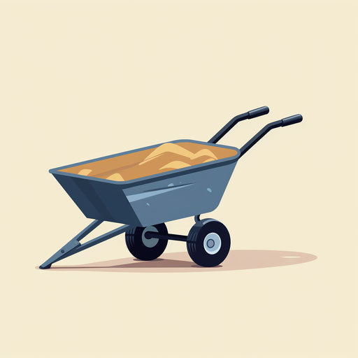 Minimalist style wheelbarrow clipart on white background