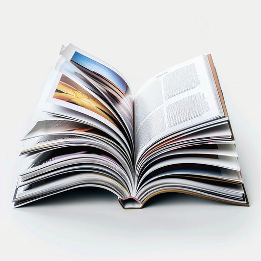 Magazine clipart on realistic white background, dynamic shadows