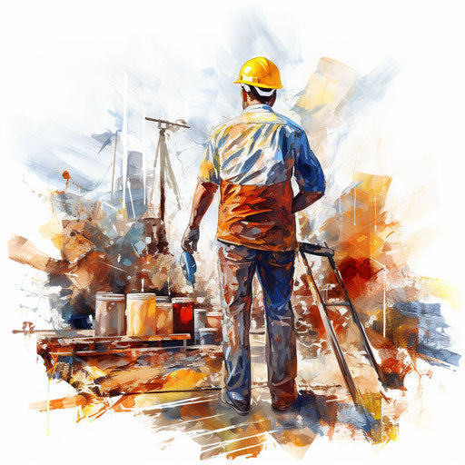 Under construction artwork in Oil painting style on white background