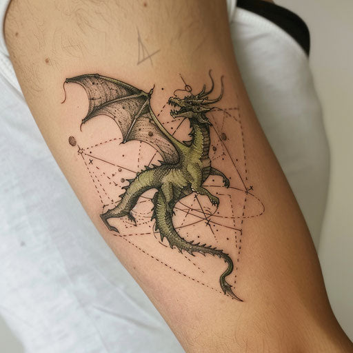 Draco constellation tattoo in dark green and black