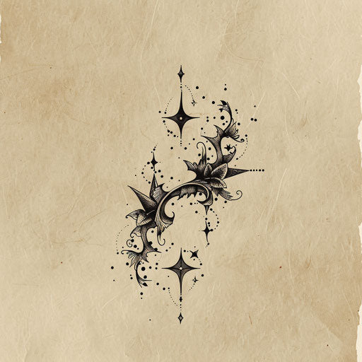 Harmonious tattoo sketch of the Gemini constellation