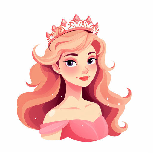 Princess illustration in minimalist style, on white background