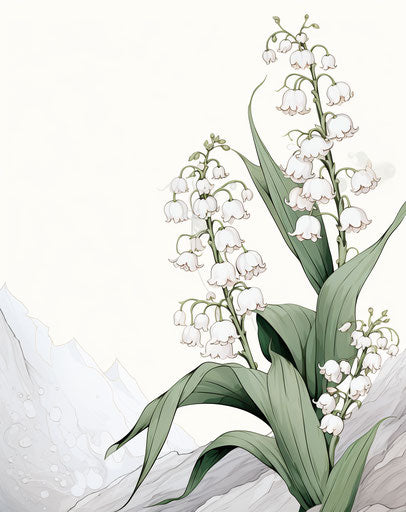 Celebration of rural life on marble background with lily of the valley