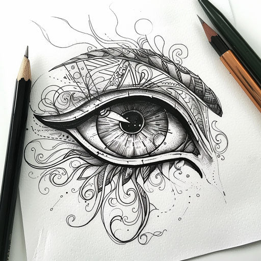 Detailed Eye of Horus tattoo design with Egyptian motifs