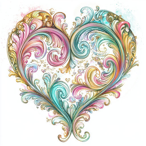 Romantic heart design with detailed glitter elements