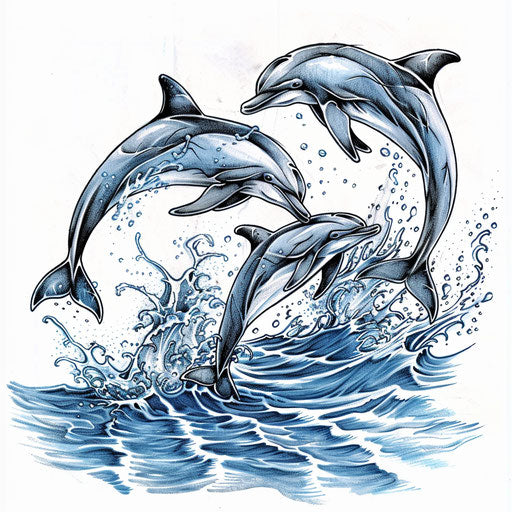 Dolphins leaping over water, symbolizing harmony and play
