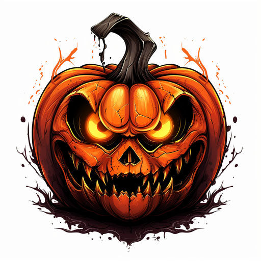 Halloween pumpkin illustration in the style of Chiaroscuro Art, on white background