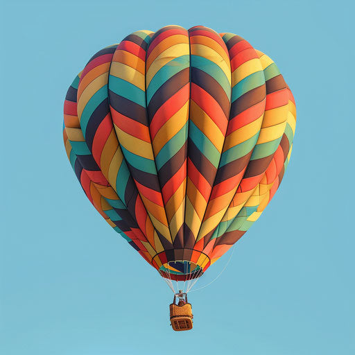 Hot air balloon in photo realistic style on random color background