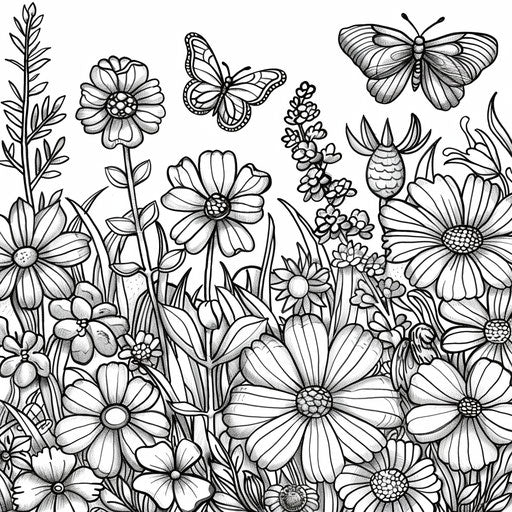 Butterfly garden with various species and flowers