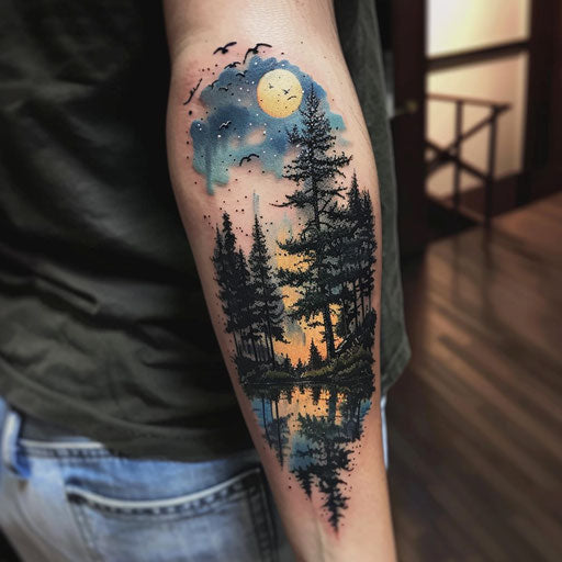 Nature tattoos with mystical themes, in the style of David Palumbo