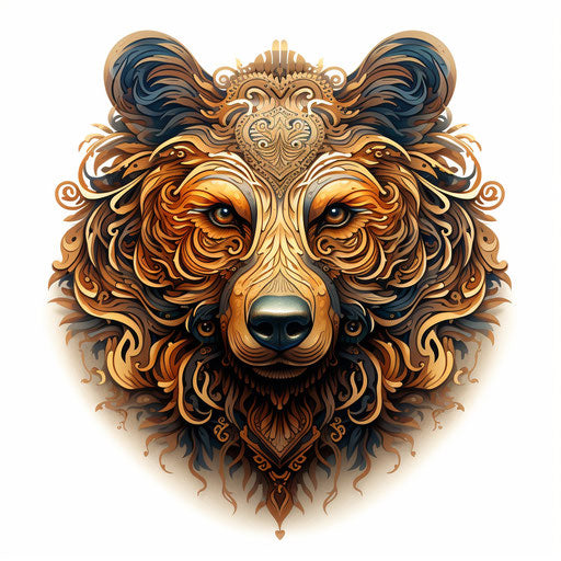 Bear illustration with ornament in a pattern