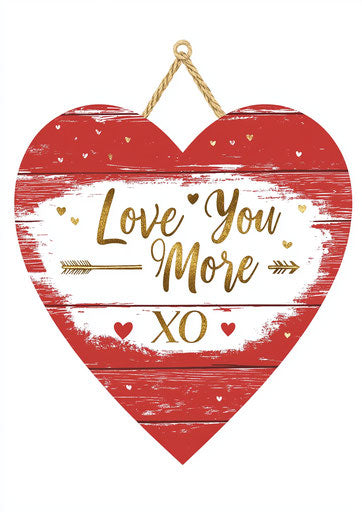 Cute heart "Love You More" with arrow and gold accents