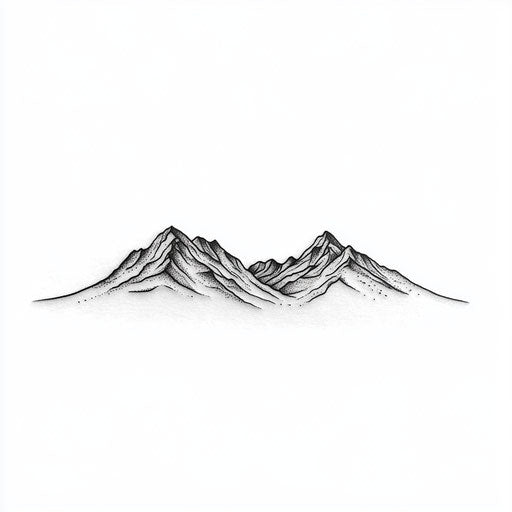 Minimalist dark ink mountain tattoo design