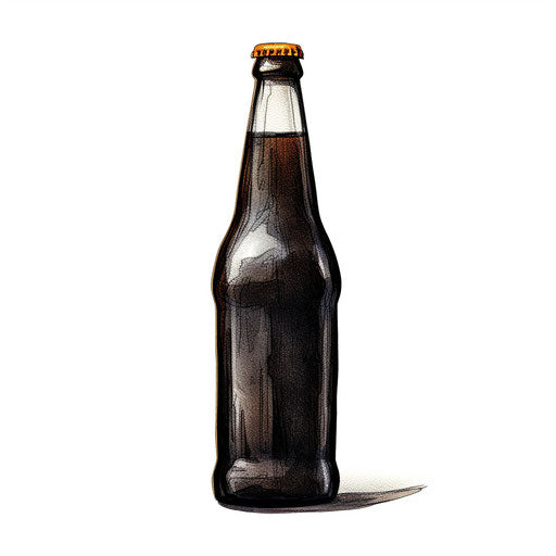 Beer bottle in Chiaroscuro Art style, on white background