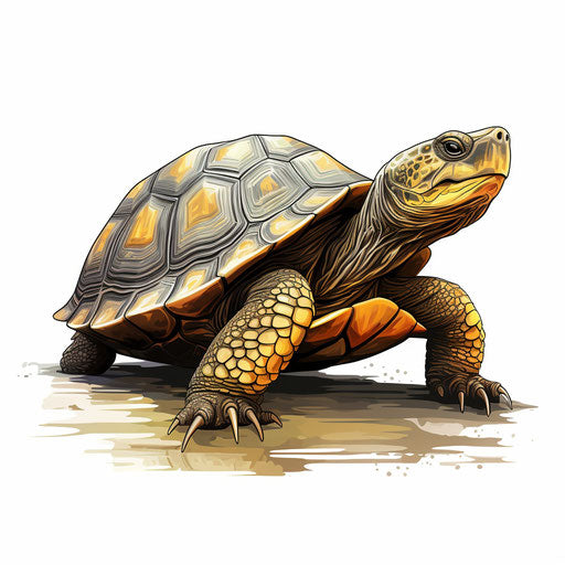 Turtle artwork in the style of Chiaroscuro Art on white background