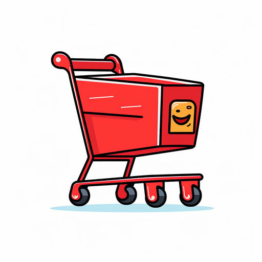 Minimalist style shopping cart clipart on white background