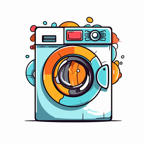 Minimalist style washing machine clipart on white background